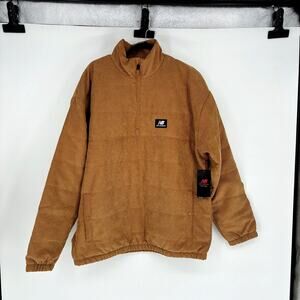 NWT New Balance Men's Camel Corduroy 1/4 Zip Anorak Jacket - Size L